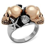TK1119 - Two-Tone IP Rose Gold Stainless Steel Ring with Epoxy  in Jet-0
