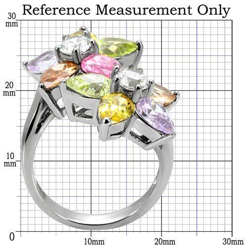 Kered Cocktail Ring - Stainless Steel, AAA CZ , Multi Color - TK111-3