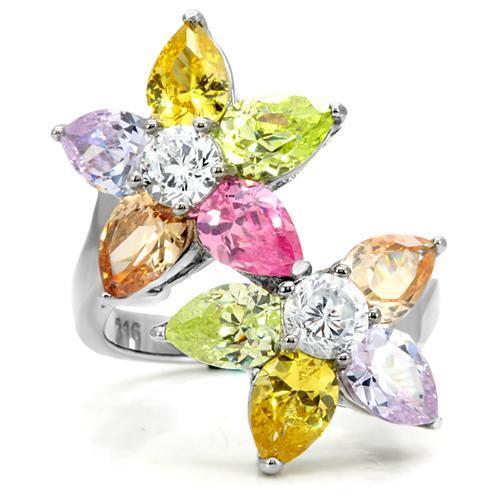 Kered Cocktail Ring - Stainless Steel, AAA CZ , Multi Color - TK111-1