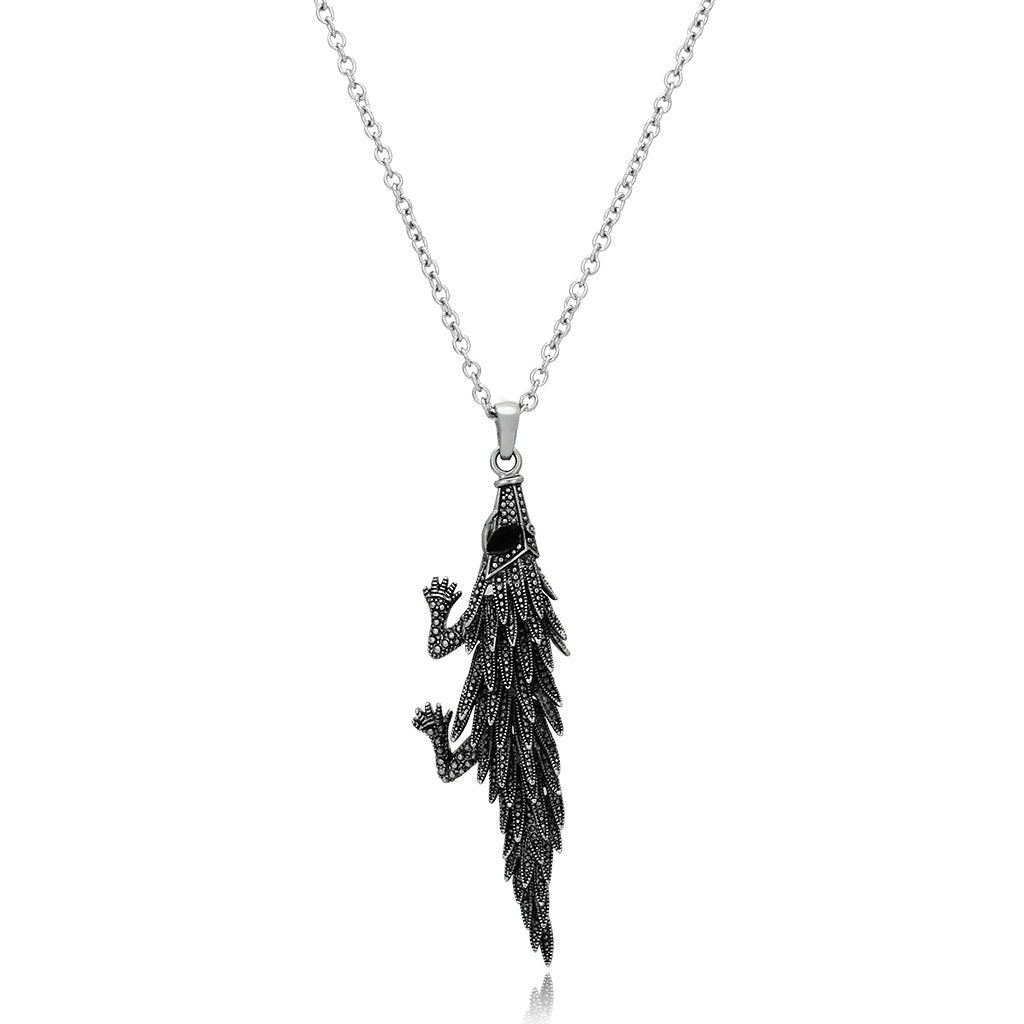 TK1124 - High polished (no plating) Stainless Steel Pendant with Top Grade Crystal  in Jet-0