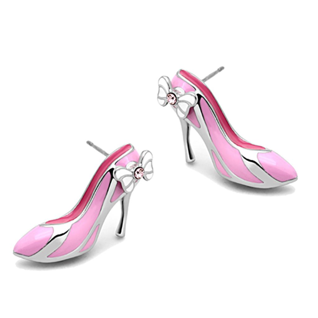 TK1129 - High polished (no plating) Stainless Steel Earrings with Top Grade Crystal  in Rose-0
