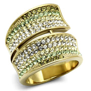 TK1146 - IP Gold(Ion Plating) Stainless Steel Ring with Top Grade Crystal  in Multi Color-0