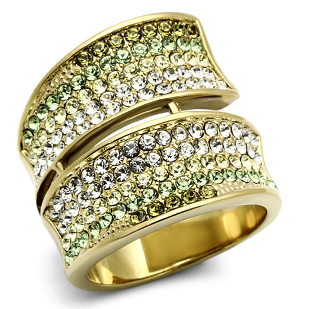 TK1146 - IP Gold(Ion Plating) Stainless Steel Ring with Top Grade Crystal  in Multi Color-0