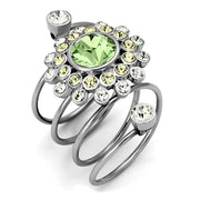 TK1148 - High polished (no plating) Stainless Steel Ring with Top Grade Crystal  in Peridot-0
