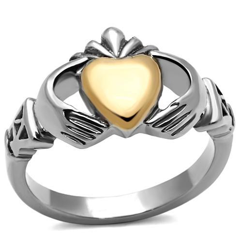 TK1156 - Two-Tone IP Rose Gold Stainless Steel Ring with No Stone-0