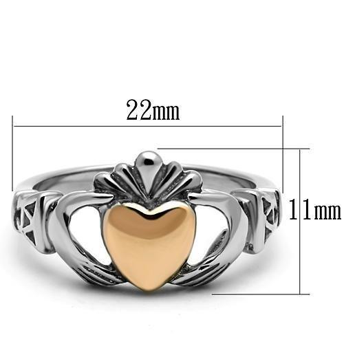 TK1156 - Two-Tone IP Rose Gold Stainless Steel Ring with No Stone-1