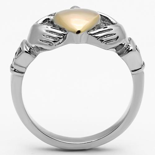 TK1156 - Two-Tone IP Rose Gold Stainless Steel Ring with No Stone-2
