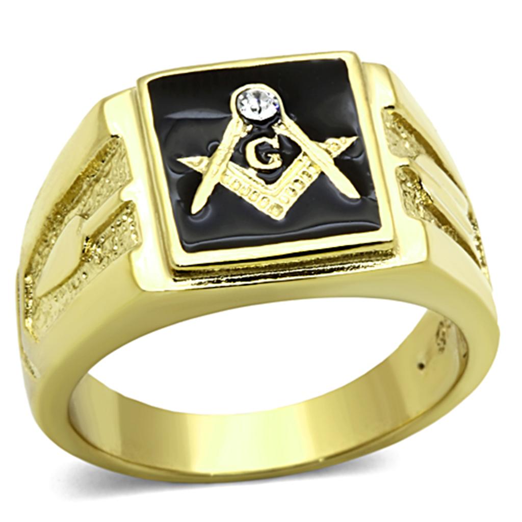 TK1159 - IP Gold(Ion Plating) Stainless Steel Ring with Top Grade Crystal  in Clear-0