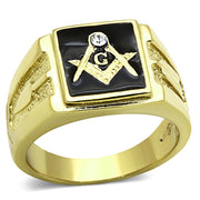 TK1159 - IP Gold(Ion Plating) Stainless Steel Ring with Top Grade Crystal  in Clear-0