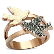TK1165 - Two-Tone IP Rose Gold Stainless Steel Ring with Top Grade Crystal  in Black Diamond-0