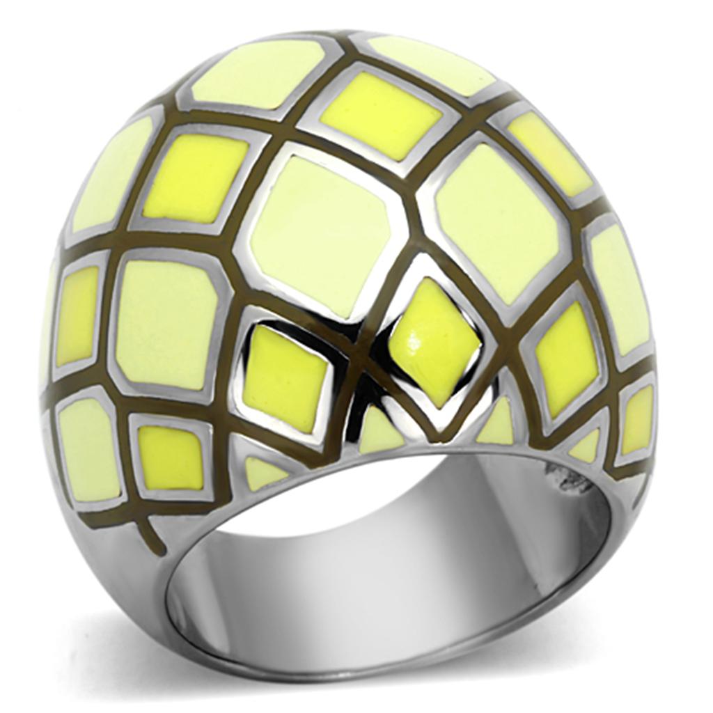 TK1173 - High polished (no plating) Stainless Steel Ring with Epoxy  in Multi Color-0