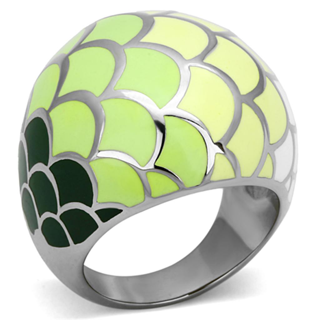TK1174 - High polished (no plating) Stainless Steel Ring with Epoxy  in Multi Color-0