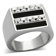 TK1177 - High polished (no plating) Stainless Steel Ring with Top Grade Crystal  in Clear-0