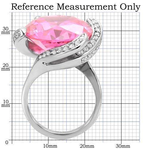 TK117 - High polished (no plating) Stainless Steel Ring with AAA Grade CZ  in Rose-1