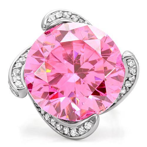 TK117 - High polished (no plating) Stainless Steel Ring with AAA Grade CZ  in Rose-2