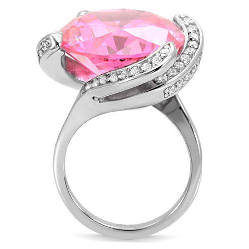 TK117 - High polished (no plating) Stainless Steel Ring with AAA Grade CZ  in Rose-3