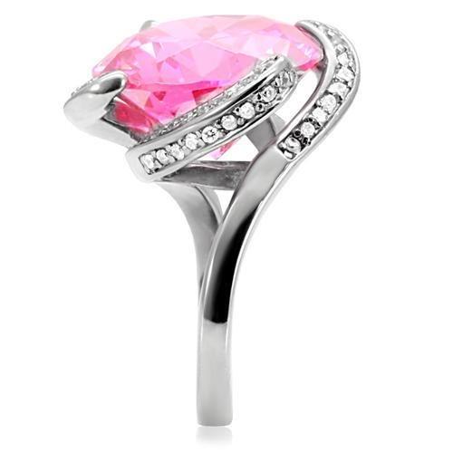 TK117 - High polished (no plating) Stainless Steel Ring with AAA Grade CZ  in Rose-4