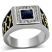 TK1180 - Two-Tone IP Gold (Ion Plating) Stainless Steel Ring with Top Grade Crystal  in Montana-0