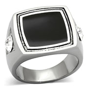 TK1182 - High polished (no plating) Stainless Steel Ring with Top Grade Crystal  in Clear-0