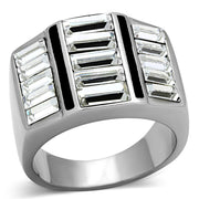 TK1185 - High polished (no plating) Stainless Steel Ring with Top Grade Crystal  in Clear-0