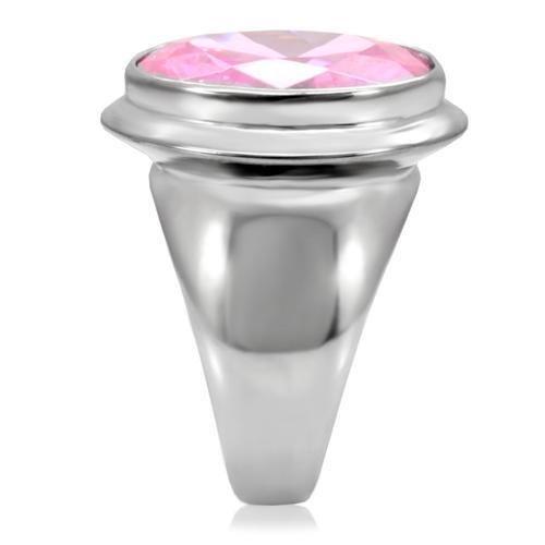 TK118 - High polished (no plating) Stainless Steel Ring with AAA Grade CZ  in Rose-4