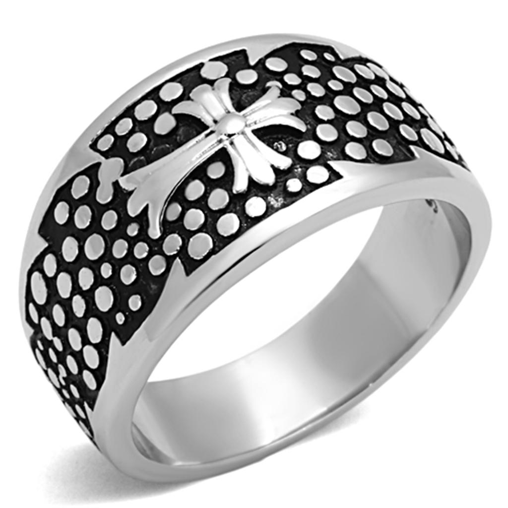 TK1196 - High polished (no plating) Stainless Steel Ring with Epoxy  in Jet-0