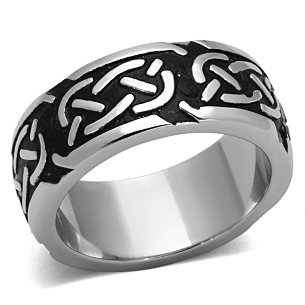 TK1197 - High polished (no plating) Stainless Steel Ring with Epoxy  in Jet-0