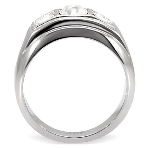 TK119 - High polished (no plating) Stainless Steel Ring with Top Grade Crystal  in Clear-3