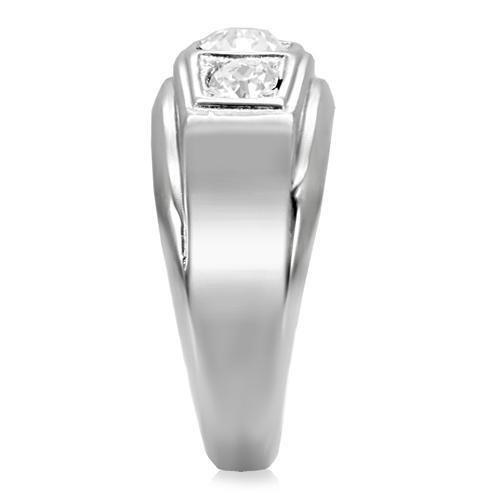 TK119 - High polished (no plating) Stainless Steel Ring with Top Grade Crystal  in Clear-4