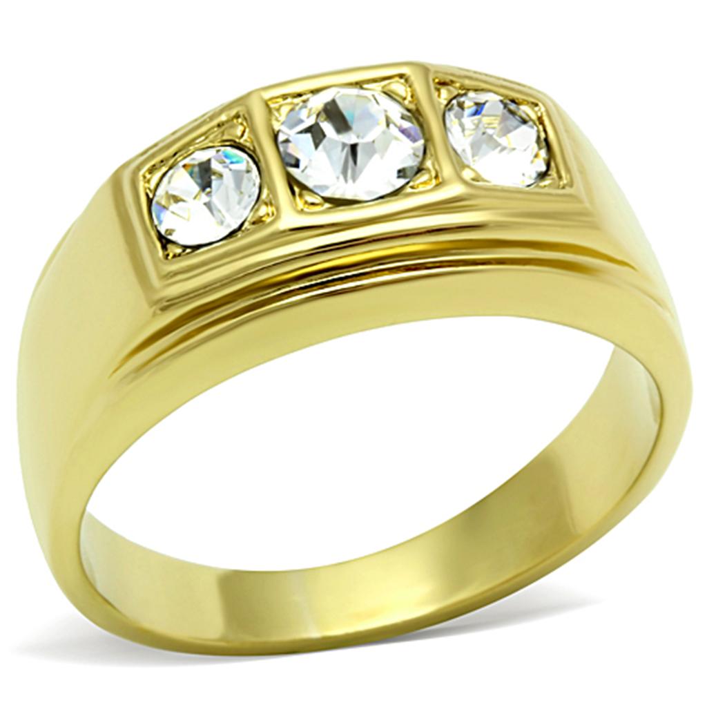 TK119G - IP Gold(Ion Plating) Stainless Steel Ring with Top Grade Crystal  in Clear-0