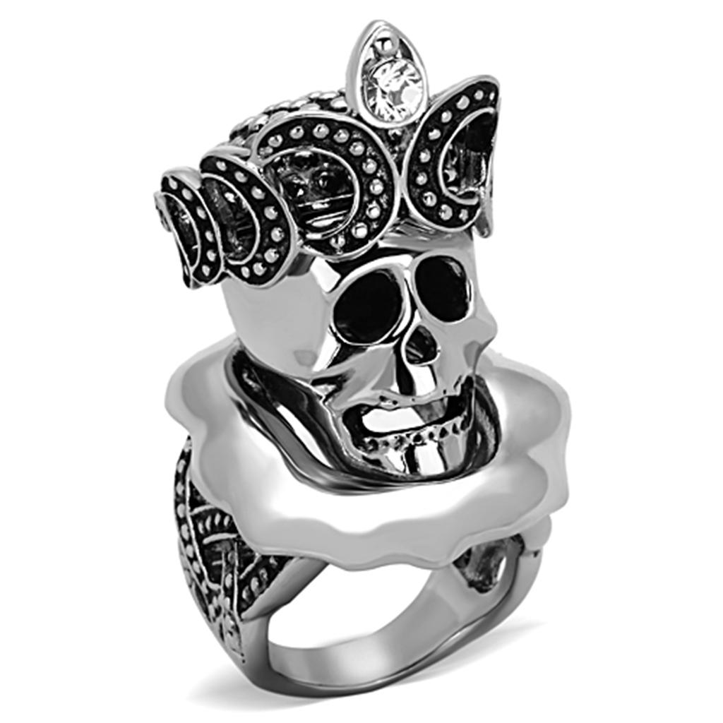 TK1201 - High polished (no plating) Stainless Steel Ring with Top Grade Crystal  in Clear-0