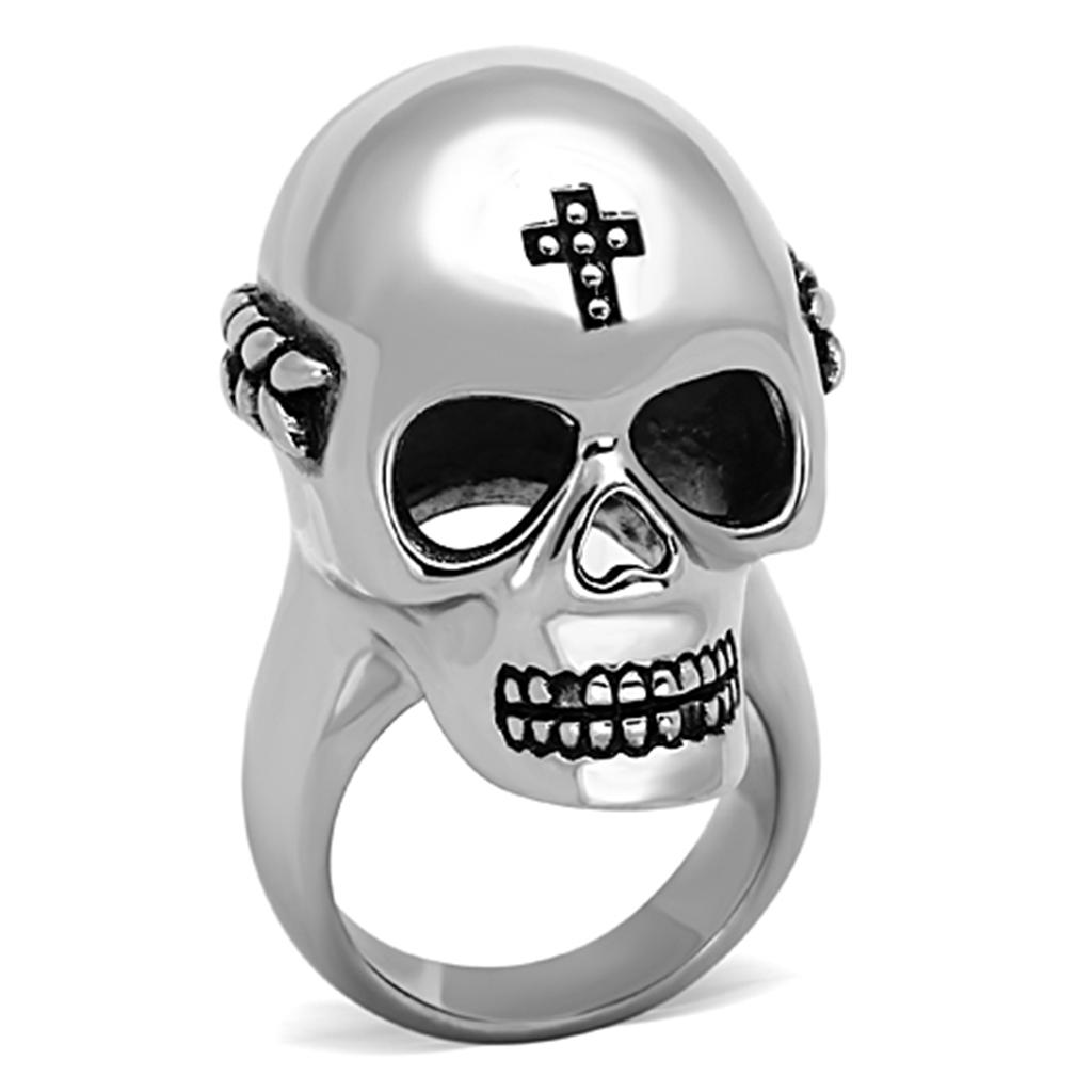 TK1202 - High polished (no plating) Stainless Steel Ring with Epoxy  in Jet-0