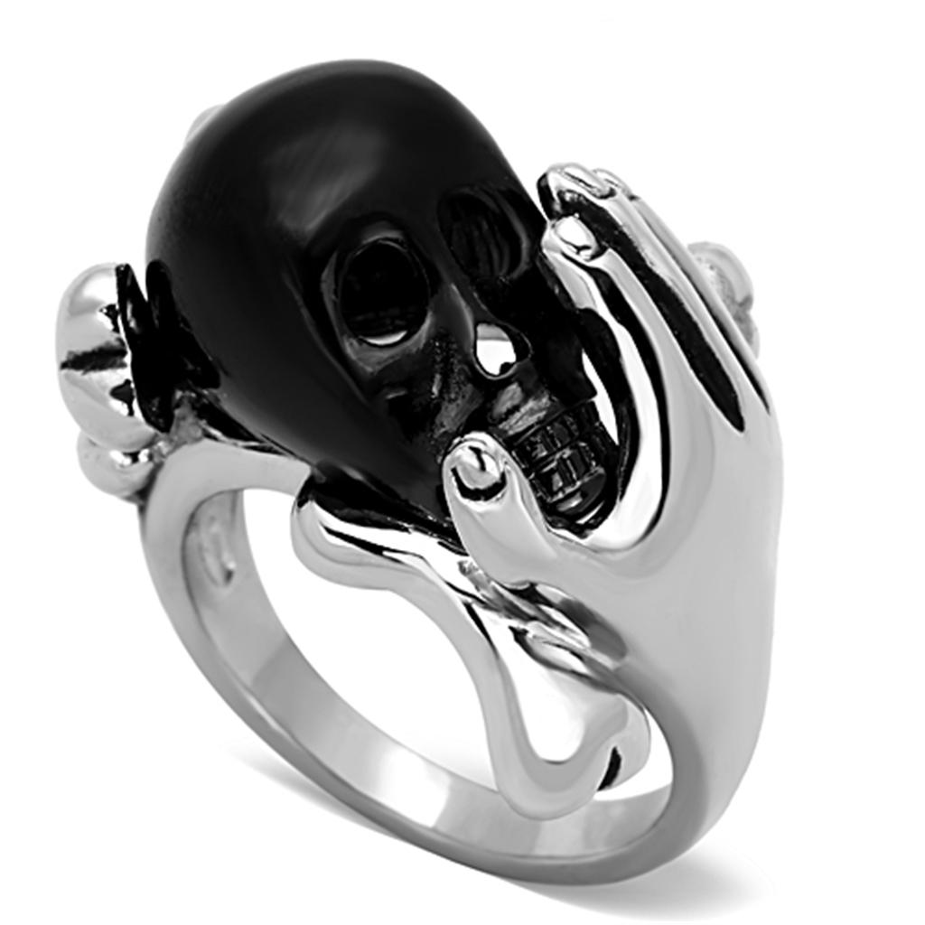 TK1206 - Two-Tone IP Black Stainless Steel Ring with Epoxy  in Jet-0