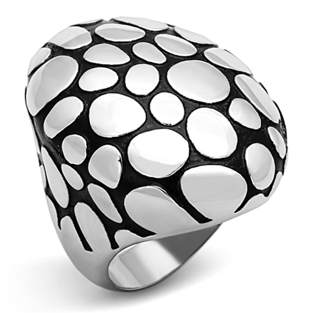 TK1208 - High polished (no plating) Stainless Steel Ring with Epoxy  in Jet-0