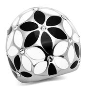 TK1210 - High polished (no plating) Stainless Steel Ring with Top Grade Crystal  in Clear-0