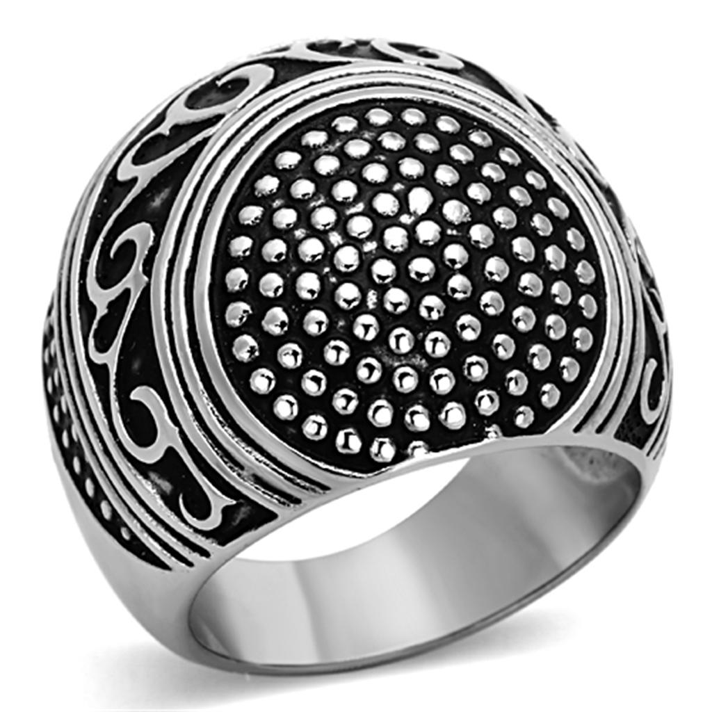 TK1212 - High polished (no plating) Stainless Steel Ring with Epoxy  in Jet-0