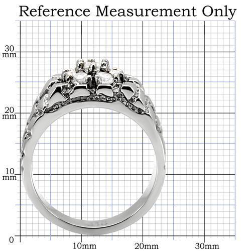 TK121 - High polished (no plating) Stainless Steel Ring with AAA Grade CZ  in Clear-1