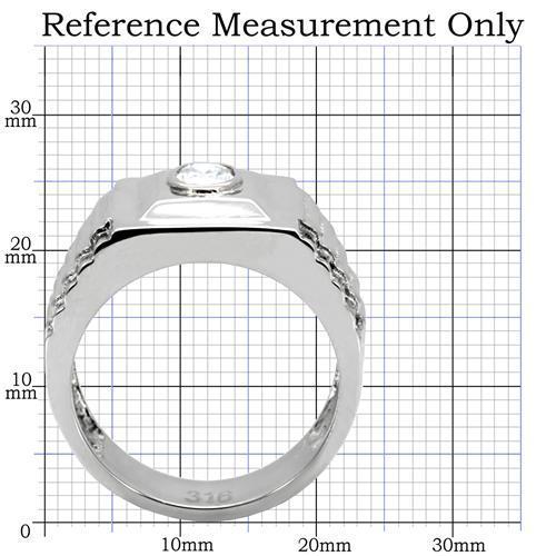 TK122 - High polished (no plating) Stainless Steel Ring with AAA Grade CZ  in Clear-1