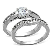 TK1231 - High polished (no plating) Stainless Steel Ring with AAA Grade CZ  in Clear-0