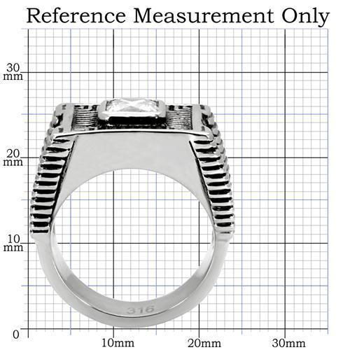 TK123 - High polished (no plating) Stainless Steel Ring with AAA Grade CZ  in Clear-1