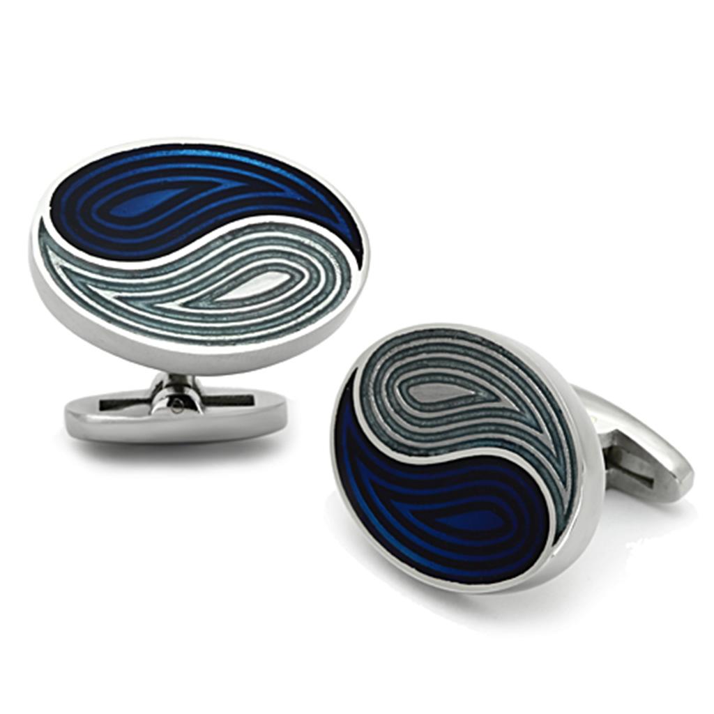 TK1240 - High polished (no plating) Stainless Steel Cufflink with Epoxy  in Multi Color-0