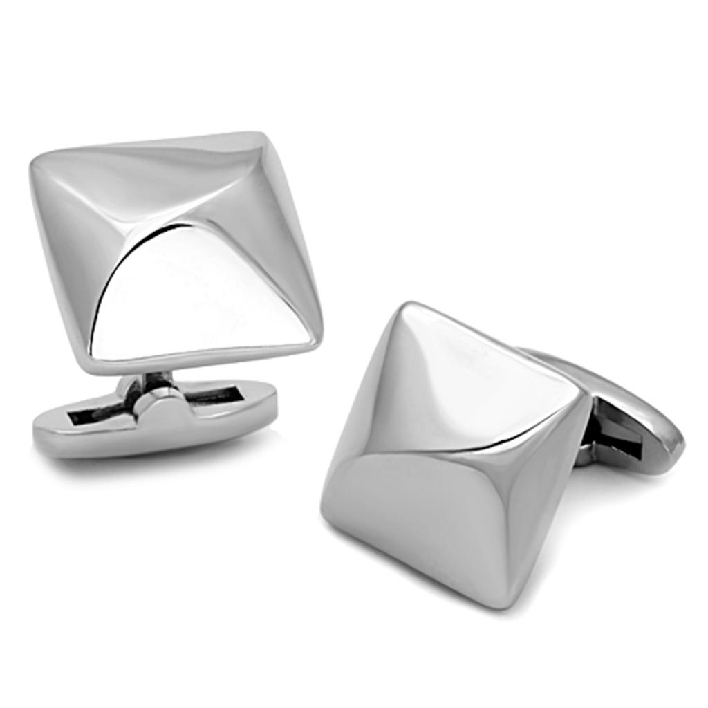 TK1247 - High polished (no plating) Stainless Steel Cufflink with No Stone-0
