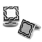 TK1248 - High polished (no plating) Stainless Steel Cufflink with Epoxy  in Jet-0