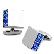 TK1251 - High polished (no plating) Stainless Steel Cufflink with Top Grade Crystal  in Sapphire-0