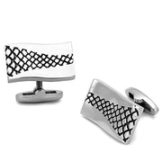 TK1260 - High polished (no plating) Stainless Steel Cufflink with Epoxy  in Jet-0