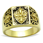 TK127G - IP Gold(Ion Plating) Stainless Steel Ring with Epoxy  in Jet-0