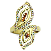 TK1289 - IP Gold(Ion Plating) Stainless Steel Ring with Top Grade Crystal  in Multi Color-0