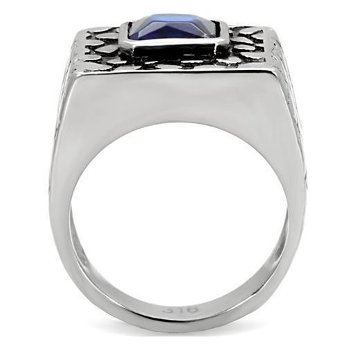 TK128 - High polished (no plating) Stainless Steel Ring with Synthetic Synthetic Glass in Montana-3