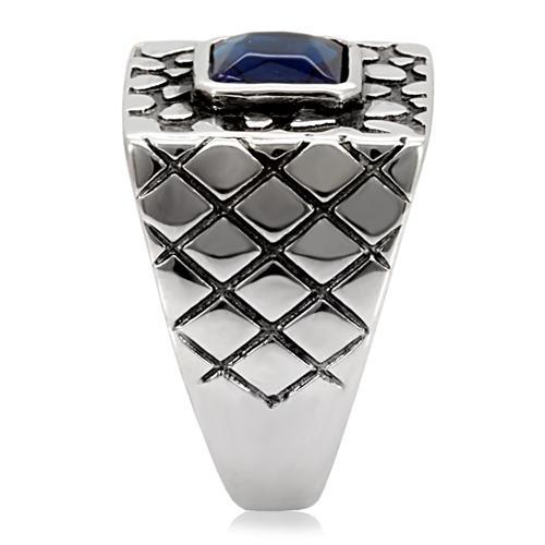 TK128 - High polished (no plating) Stainless Steel Ring with Synthetic Synthetic Glass in Montana-4