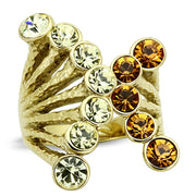 TK1291 - IP Gold(Ion Plating) Stainless Steel Ring with Top Grade Crystal  in Multi Color-0